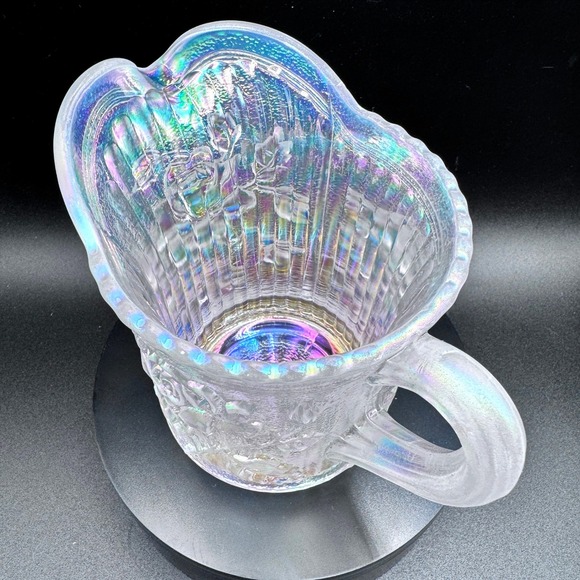 Imperial Glass Iridescent Rose Carnival Glass Creamer Pitcher Clear Opalescent - Picture 2 of 9